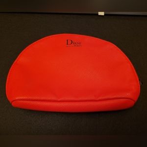 DIOR Half Moon Red Cosmetic Bag w/"CD" Zipper Pull
